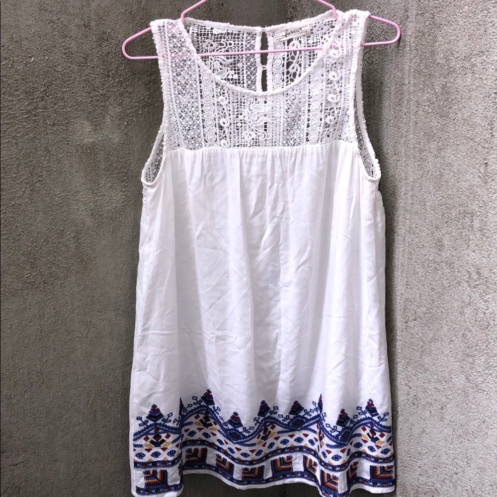 Faveur Embroidered Dress with Graphic Hem Design